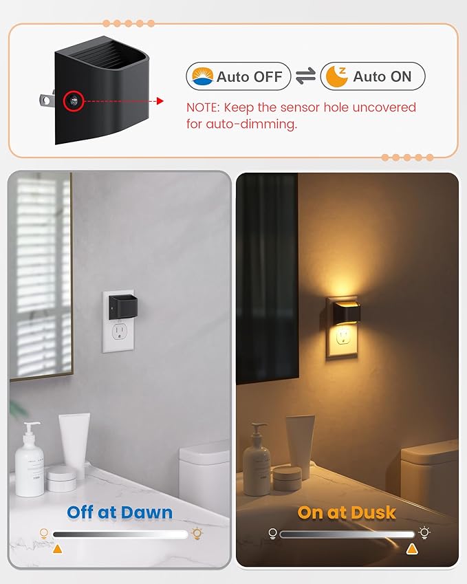 NIORSUN Night Lights Plug Into Wall, Auto Brightness Sensor Night Light