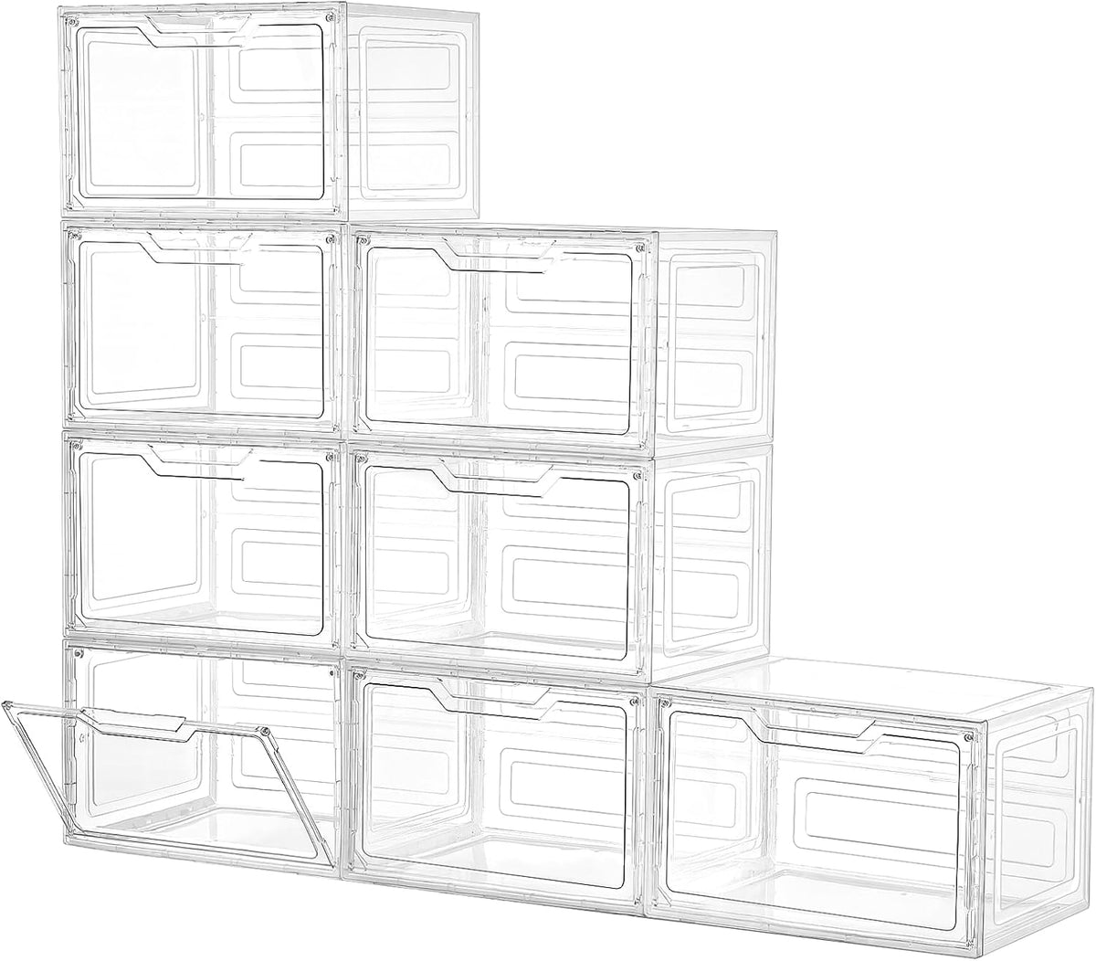 Closet Organizers and Storage, Acrylic Clear Plastic Storage Bins with Magnetic Door, 8 Pack Storage Containers for Clothes Home Organization Purse Bag Cabinet Display Closet Organizer System
