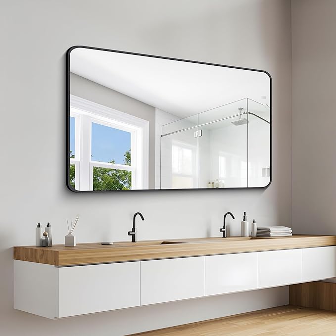 60" x 36"Bathroom Mirror, Matte Black Wall Mirror