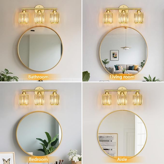 FDPBY Modern 3 Light Crystal Vanity Light, Compatible