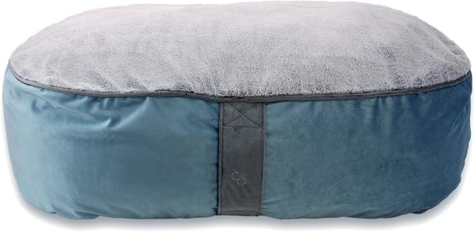 COZY ONE - MIA Collection-DEEP Comfort - Ultra-deep Orthopedic Pet Beds with Non-Slip Bottom, Removable and Washable Velvet Cover, Made in USA, Blue/M, 36x32x10 Inch