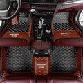Custom Car Floor Mats for 96% Sedan SUV Sports Car Protection Full Coverage Pads Anti-Slip Leather Floor Lining All Weather Car Floor Mats (Black with Brown)