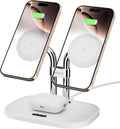 SwanScout Wireless Charger for iPhone Air/17, SwanScout 706M, Dual Magnetic Charger for iPhone 16/15/14/13/12 Series, Charging Station for AirPods Pro 3/2, AirPods 4/3rd (White)