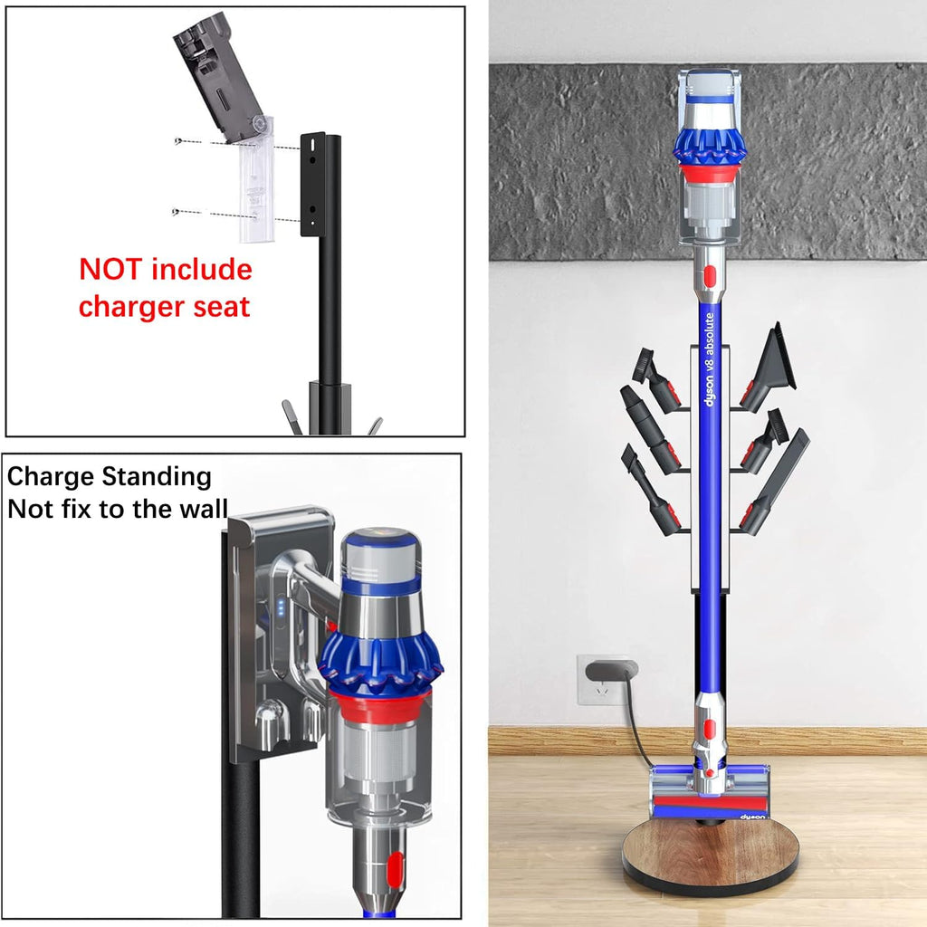 Docking Station Holder Freestanding Vacuum Stand Rack Compatible with V15 Detect, V11 V10 V8 V7 V6 Cordless Vacuum Cleaners, Floor Docking Station Metal Organizer Bracket with 6 Hooks