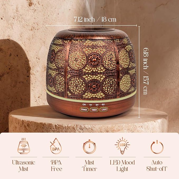 ARVIDSSON 500ml Essential Oil Diffuser, Metal Diffusers