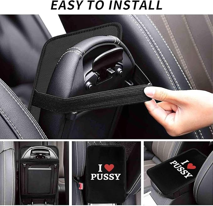 I Love Pussy I Love Sex Car Armrest Cover Center Console Cover Waterproof Car Armrest Seat Box Cover Protector Car Handrail Box Cushion for Car Truck Rv SUV and Many Vehicles