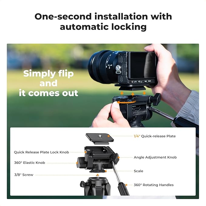 K&F CONCEPT Camera Tripod, Cellphone Clip