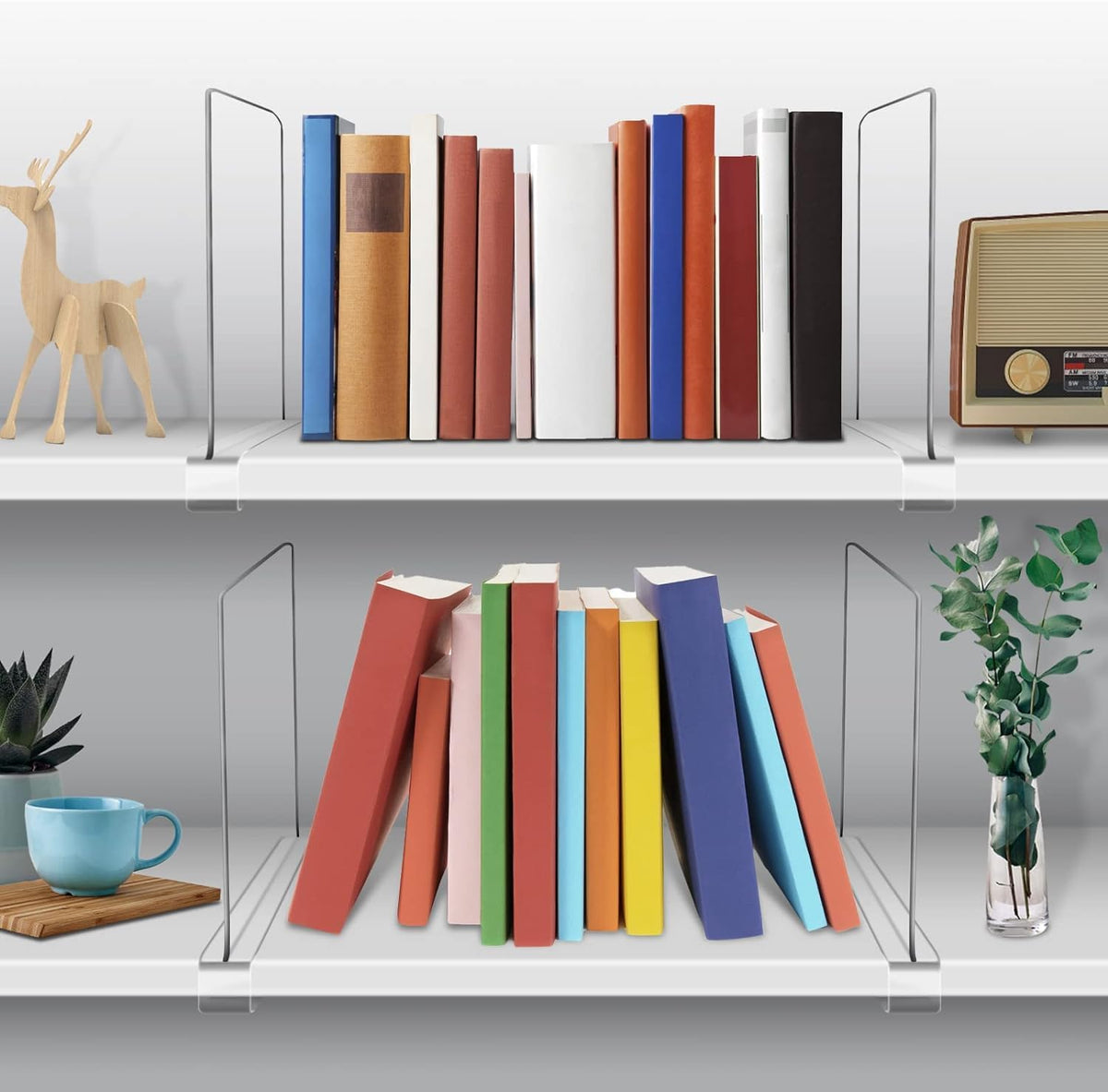 12 Inches Tall [Extra Tall Version] Shelf Dividers for Closet Organization and Storage, 10 Pack Purse Organizer for Closet Acrylic Bookshelf for Organization, Perfect for Sweater Shirts Handbags