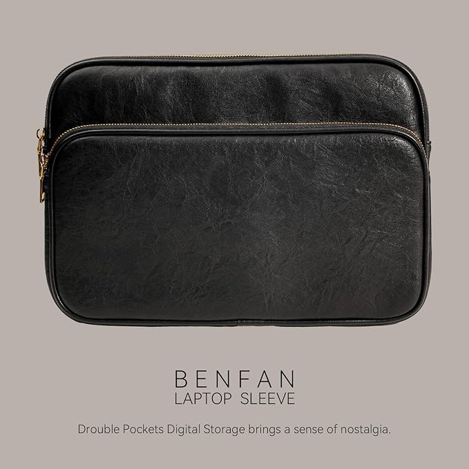 Benfan 14 Inch Laptop Sleeve Bag - Compatible with MacBook Pro 14, MacBook Air 13, Surface Pro 9/X, Surface Laptop Studio - Black