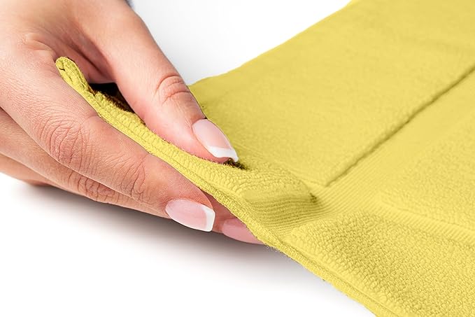 Ample Decor Cotton Bath Mats 24 X 17 Inches, 1350 GSM Oeko Tex Certified Solid Construction Thick & Plush, for Bathroom Floor, Shower – Yellow