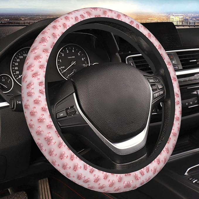 Pigs-Pattern Car Steering Wheel Cover, 15 Inch Steering Wheel Cover Stylish Decor for Most Cars