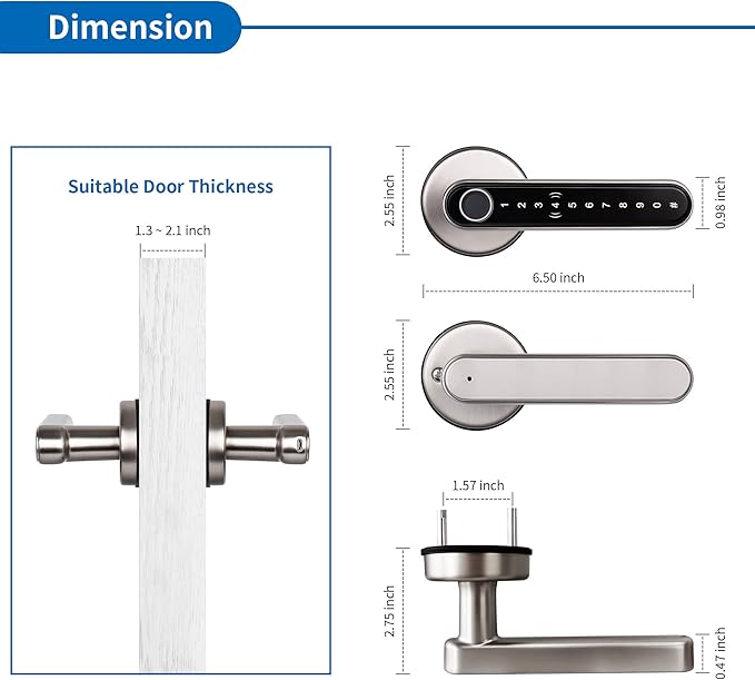 Smart Lock CATCHFACE Fingerprint Door Handle 5-1 Keyless Entry Door Lock