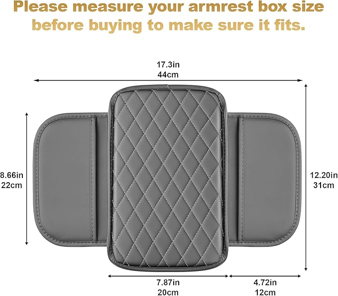 Center Console Cover Fit for Clarity: Scratch and Wear Resistant Console Cover Leather with 2 Storage Bags -Upgraded Armrest Coverfor Car,Anti-Scratch Auto Armrest Pad Accessory （Black