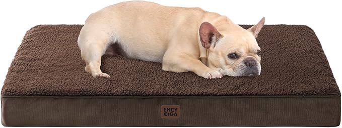 EHEYCIGA Orthopedic Medium Dog Beds for Small Dogs with Removable Washable Cover for Crate, Brown, 30x20