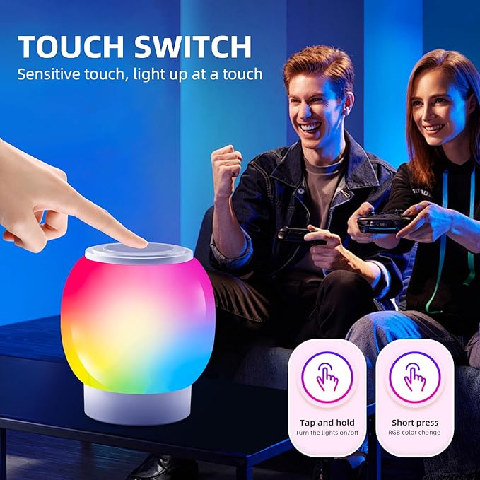 RGB ambient night light, Eye Caring, Stepless Dimming, Touch Night Lamp