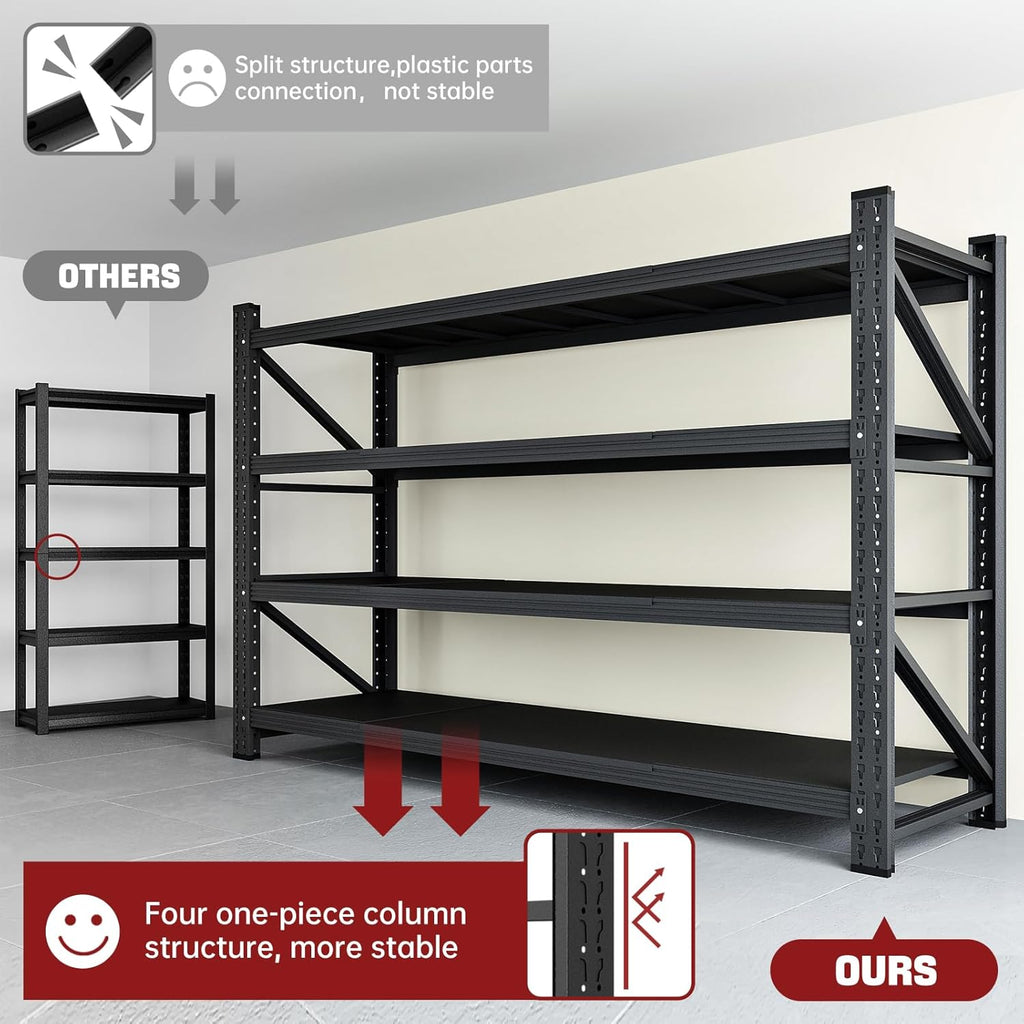 5000LBS Storage Shelves,60" W Garage Shelving Heavy Duty Metal Adjustable Garage Shelves, Shelving Units Industrial Shelving for Warehouse,60" W x 24" D x 70" H,Black