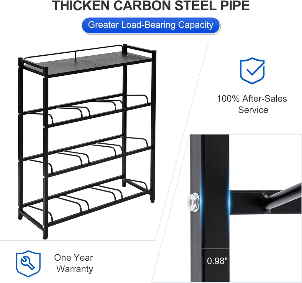 5 Gallon Water Bottle Holder 9-Tray 3/5 Gallon Water Jug Rack with Top Shelf Heavy Duty 5 Gallon Water Jug Stand for Kitchen, Office, Garage, Black