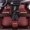 Custom Making Car Floor Mats for 90% Car Model Luxury Leather All Weather Waterproof Anti-Skid Full Coverage Liners (Wine red)