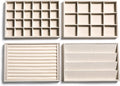 Frebeauty Stackable Velvet Jewelry Organizer Trays for Drawers Inserts Jewelry Storage Tray Display Case Earrings Bracelets Necklace Rings Accessories Trays for Women Girls(Set of 4)（Beige