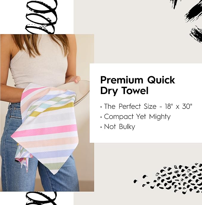 GEOMETRY Spring Kitchen Towels - Quick Dry Microfiber Cloth Spring & Summer Dish Towels for Kitchen Drying - Premium Quick Dry Towel - Strawberry Shortcake Lines, 18" x 30" - 1-Pack