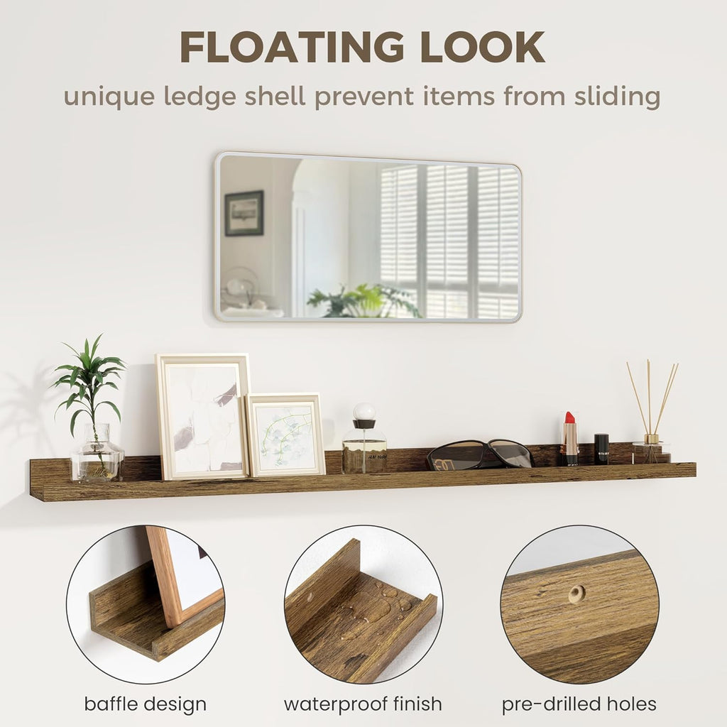 Axeman Floating Shelves for Wall - 24 Inch Picture Ledge Shelf Set of 2 - Rustic Picture Shelf for Wall with Ledge - Floating Shelves with Lip - Photo Ledge Shelves for Pictures Nursery Books