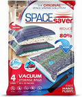 Spacesaver 4 Pack Jumbo Vacuum Storage Bags for Blankets & Clothes – Jumbo Vacuum Sealed Compression Bags with Hand Pump – Space Saver Storage Bags for Bedding, Moving, Travel & Organization
