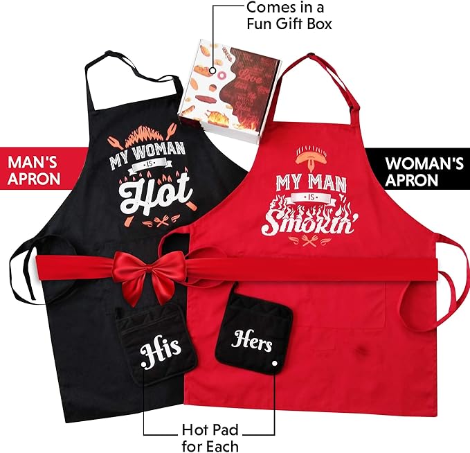 Wedding Gifts | Gift for Couples, Anniversary | Bridal Shower | Engagement | Gifts for Bride with His Hers Potholders and Gift Box