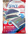 8 Pack Small Vacuum Storage Bags for Comforters, Blankets & Clothes – Vacuum Sealed Compression Bags with Hand Pump – Space Saver Storage Bags for Bedding, Moving, Travel & Organization