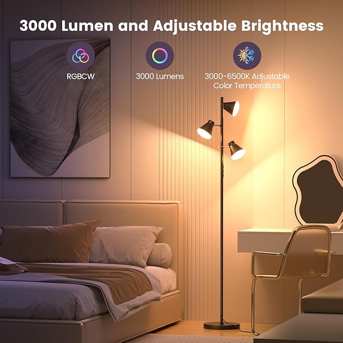 SIBRILLE RGB Floor Lamp, 36W LED Dimmable Standing Lamp