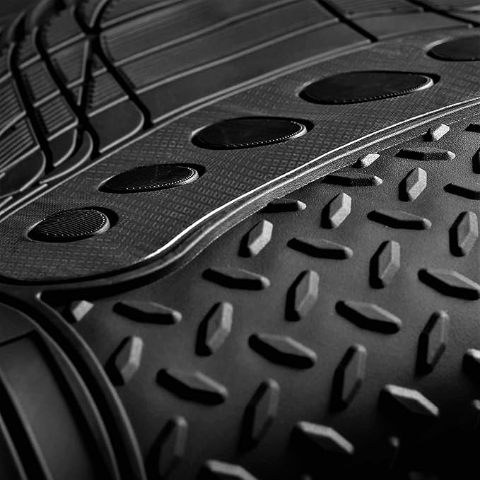 FH Group Automotive Floor Mats Heavy Duty Footprint Design Rubber Floor Mats for Cars,Universal Fit Full Set,Climaproof Floor Mats Trimmable Floor Mats for Most Sedan, SUV, Truck Floor Mats Black
