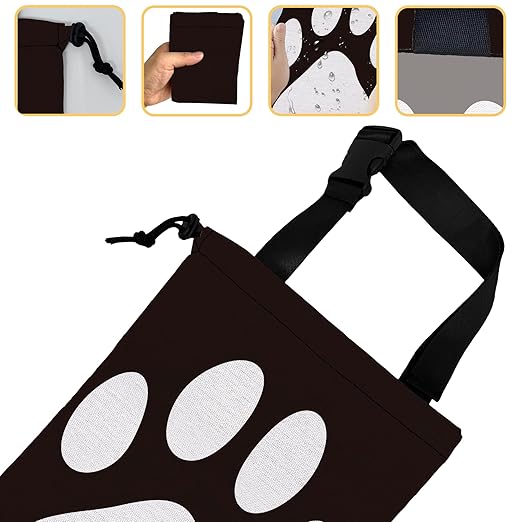 Dog Paw Car Garbage Bag, Small Car Trash Bag with Drawstring Closure and Adjustable Buckle for Car Back Seat, SUVs, Camping, Road Trips