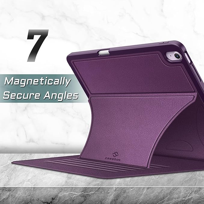 Fintie Magnetic Stand Case for iPad Air 13-inch (M3) 2025, (M2) 2024 - Multiple Angles Shockproof Rugged Soft TPU Cover with Pencil Holder, Auto Sleep/Wake, Purple