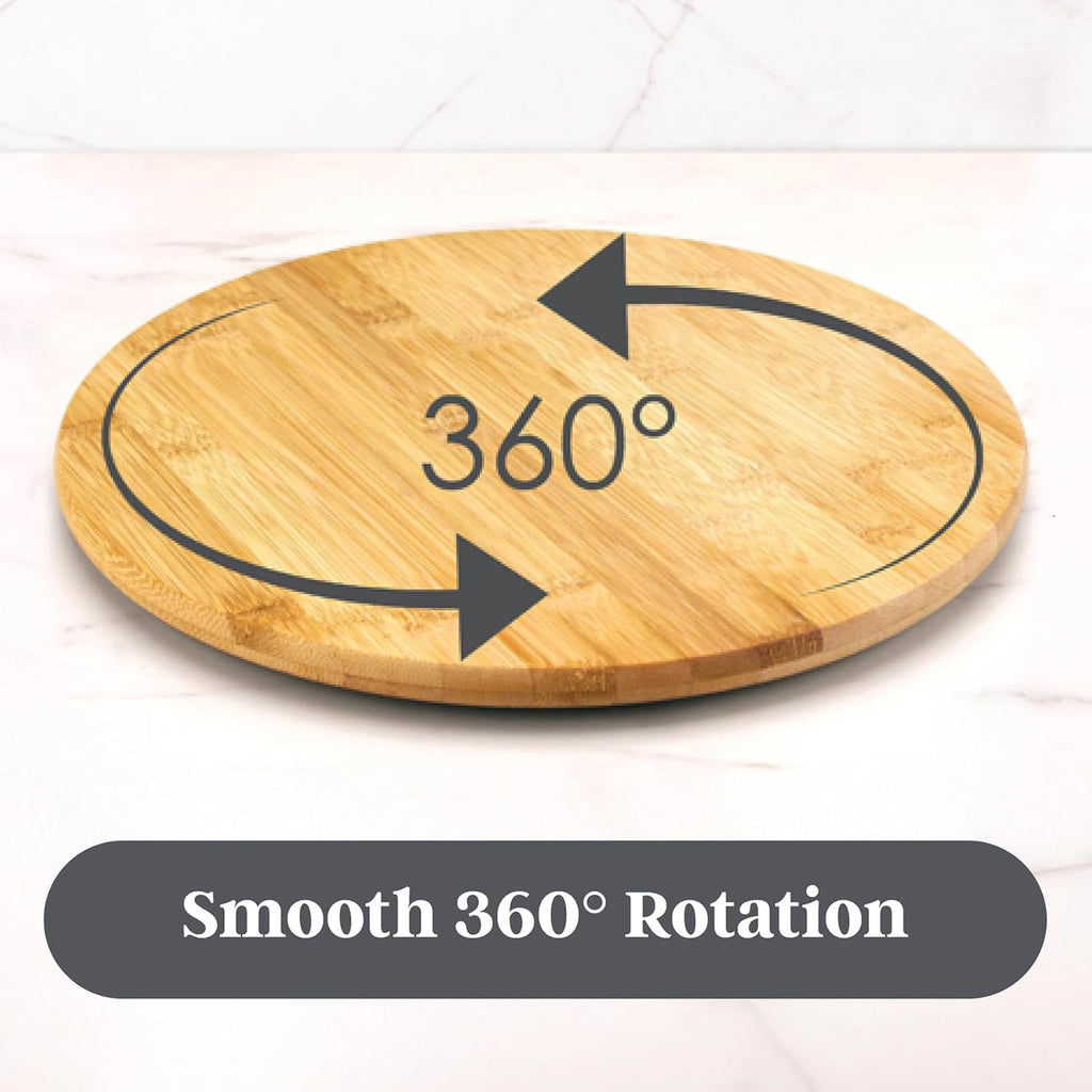 TB Home Lazy Susan Organizer for Cabinet, Pantry or Tabletop – 14" Bamboo Turntable for Kitchen, Counter or Spice Rack Storage