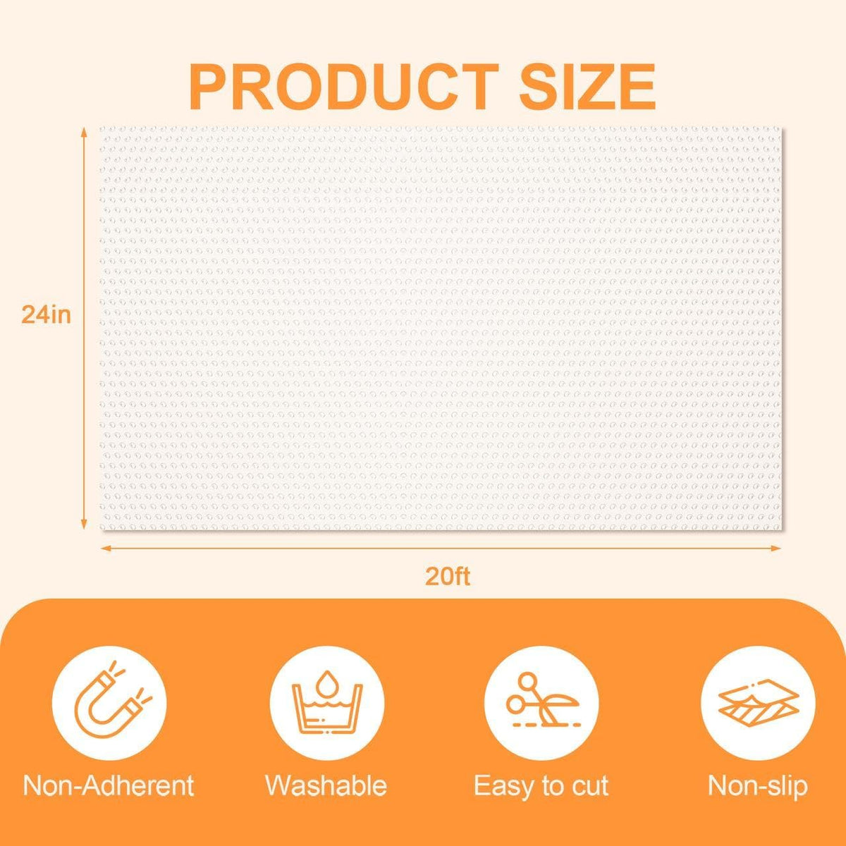 FEXIA Shelf Liner 24 Inch x 20 FT Clear Non Slip Waterproof Cabinet and Drawer Liner for Kitchen Cabinet Refrigerator Pantry Closet Durable Non Adhesive