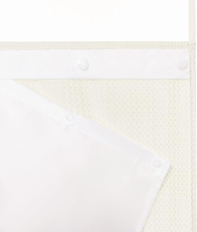 River Dream Heavyweight No Hooks Required Dotted Waffle Weave Shower Curtain with Snap in Liner - 71W x 74H,Hotel Grade,Spa Like Bath Curtain,Cream