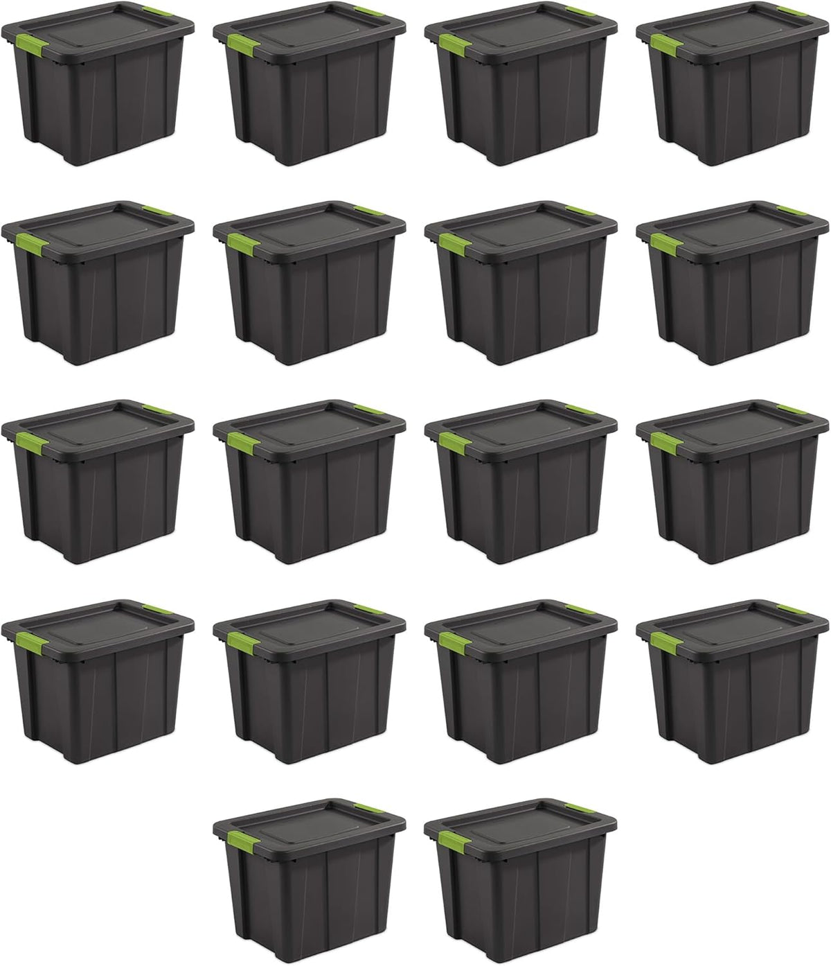 Sterilite 18-Pack Storage Bins with Lids, Heavy Duty Totes, Tuff1, 18 Gallon, Flat Gray