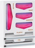 DALSHABET Bamboo Bag Organizer with Magnetic Closure, 6 In 1 Kitchen Drawer Foil and Plastic Wrap Dispenser with Cutter, Storage bag for Gallon, Quart, Sandwich, Snack White
