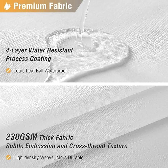 BTTN Fabric Shower Curtain, Linen Textured Heavy Duty Polyester Cloth Shower Curtain Set with Plastic Hooks, White, 48" W x 72" L (Pack of 1)