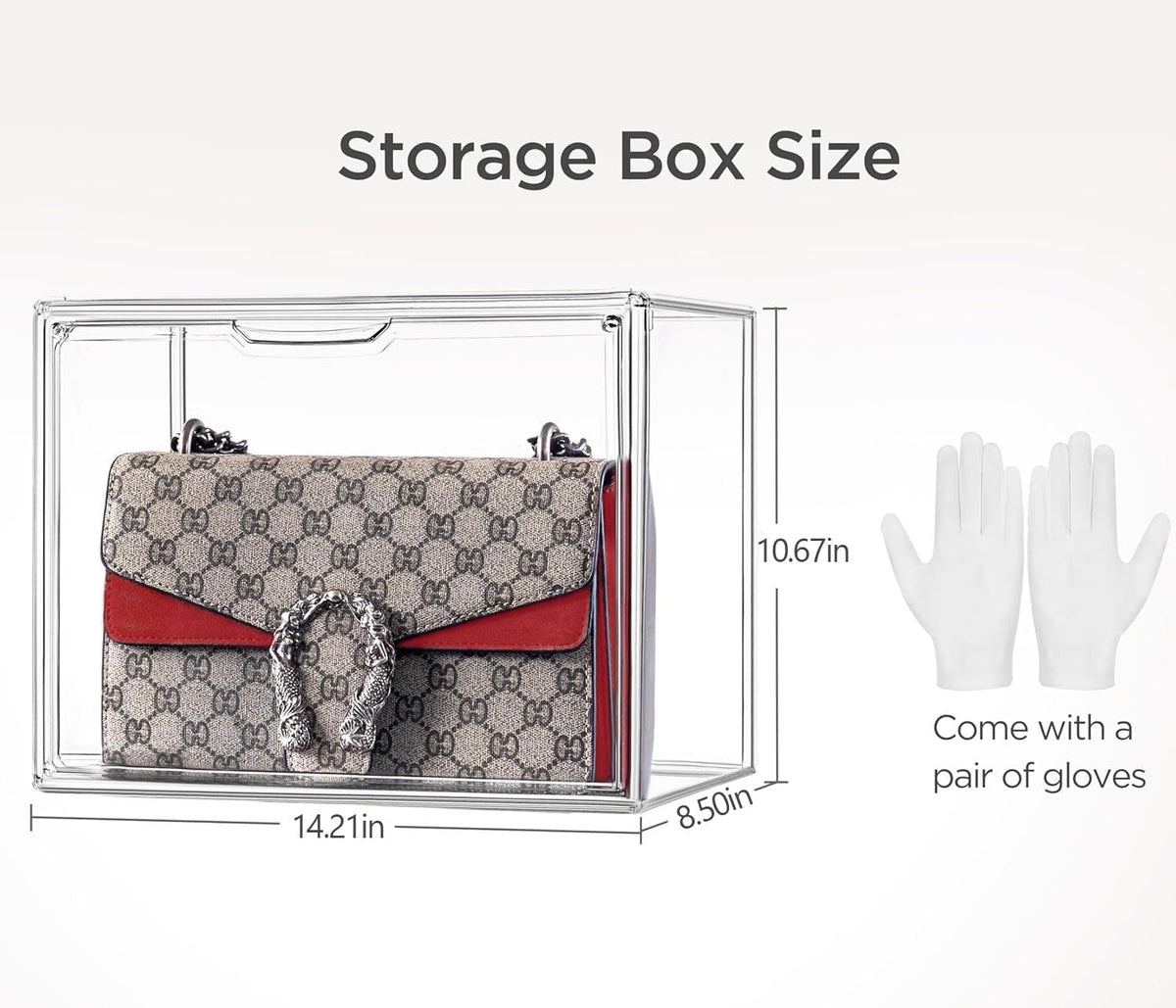HBlife 14 Pack Purse Storage Organizer for Closet, Large Clear Stackable Handbag Display Case Box with Magnetic Door for Collectibles, Cosmetics, Women Heels and Toys