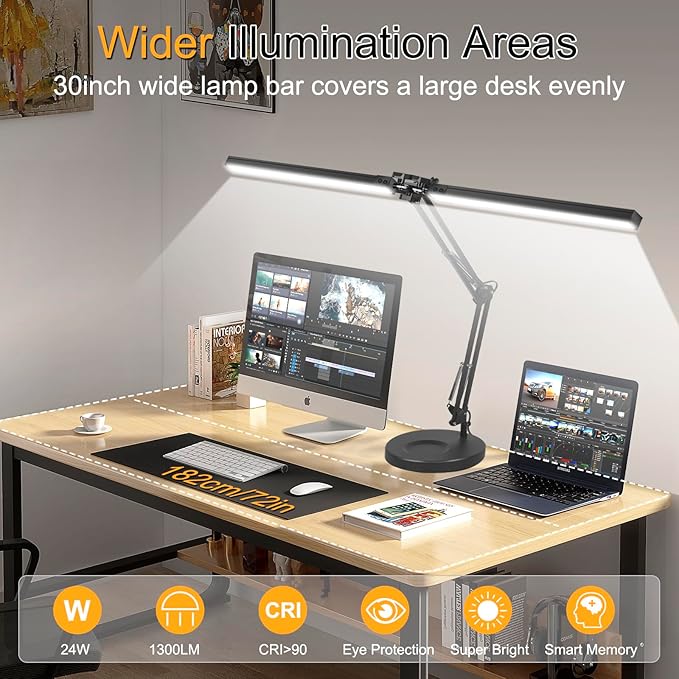 2-in-1 LED Desk Lamp, 24W Brightestwith Table Lamp