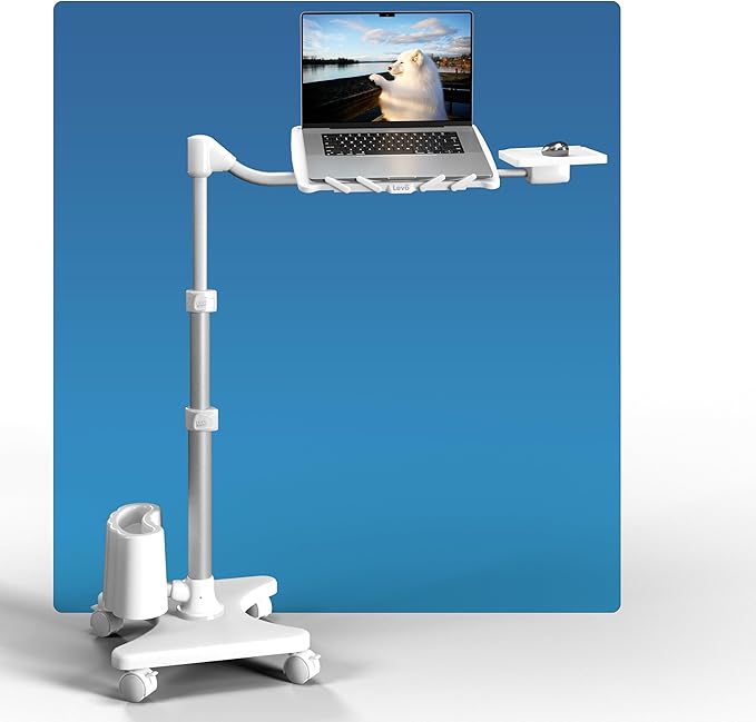 LEVO G2 Deluxe Adjustable Laptop Stand – Rolling Computer Desk & Ergonomic Table