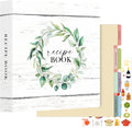 Lanpn Recipe Binder 8.5x11 3 Ring Kit, Waterproof Organizer Binder Recipe Book with 60 Plastic Sleeves,116 Recipes, Dividers,Labels & Stickers, Blank Cookbook to Write in Your Own Recipes, Leaf