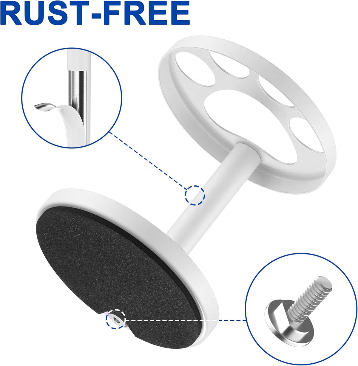 Metal Toothbrush Holder Stand for Bathroom: Stainless Steel Ventilated Organizer with Slots for Electric Toothbrushes, Toothpaste, Razors & Small Comb, Unique Footprint Base Design, White