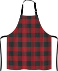 Black and Red Buffalo Plaids Bib Apron with Adjustable Neck for Men Women,Suitable for Home Kitchen Cooking Waitress Chef Grill Bistro Baking Apron