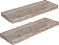 HOOBRO Floating Shelves for Wall, Wall Mounted Shelf Set of 2, 23.6" Hanging Shelf with Invisible Brackets, for Wall in Bathroom, Bedroom, Toilet, Kitchen, Living Room, Office, Greige BG60BJ01G1