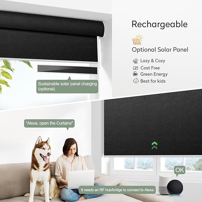 Zshine Motorized Blackout Window Blinds Customize Width Remote Control Wireless