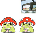 2Pack Mushroom Frog Car Vinyl Sticker and Decal for Rear View Mirror | Cute Mushroom Frog Mirror Sticker Waterproof,Car Accessories Decor,Frog Gifts for Women Men,Laptop Bathroom Mirror