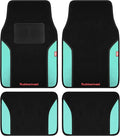 Rubbermaid Car Mats, Carpeted Floor Car Mat with Faux Leather & Built-in Heel Pad, Two-Tone Car Rug Floor Mats, Stylish Carpeted Floor Mats for Cars, Trucks & SUVs Mint Color