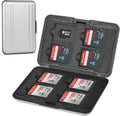 Aluminum Shock Resistant Carrying Box Memory Card Storage Case Holder 8 Slots for SD SDHC MMC Micro SD TF Cards Silver