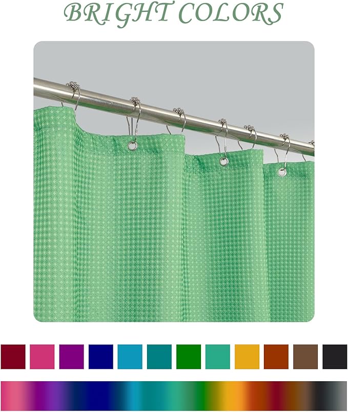 ggaimwf 72x84 Inch Solid Color Shower Curtain for Bathroom Waffle Bath Water Resistant Fabric Curtains Pistachio Green Modern Thick Shower Stall Curtain with Metal Hooks